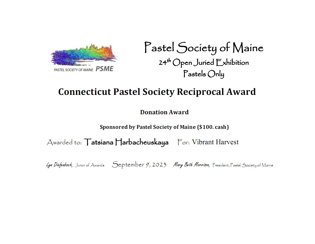 Connecticut Pastel Society Reciprocal Award