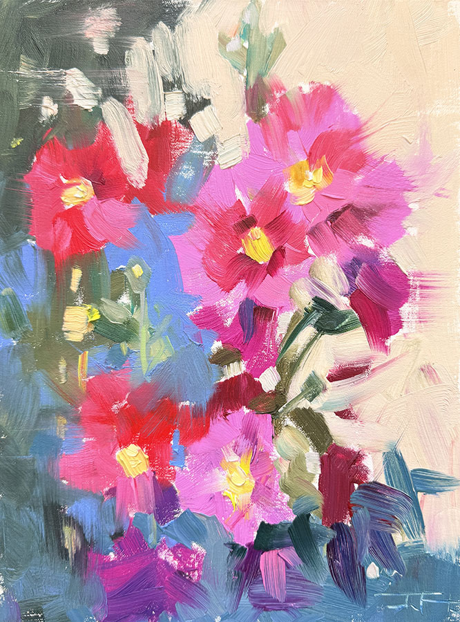Splashes of Spring. Mallows – Original Oil Painting by Tatsiana Harbacheuskaya