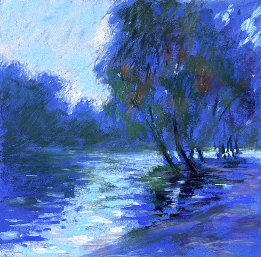 Nocturne in Blue – Original Soft Pastel Painting by Tatsiana Harbacheuskaya